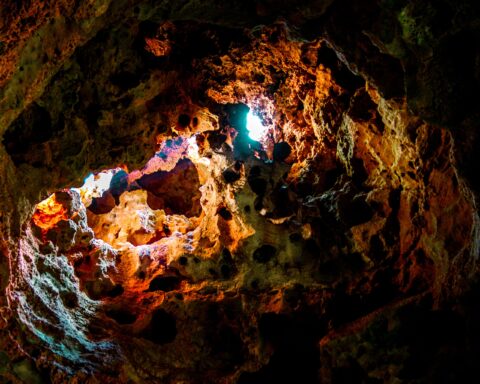 Shadows And Daylight In Lol-Tun Caves In Yucatan, Mexico