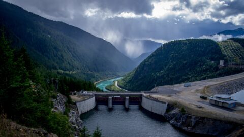 Look at 200 meters high Mica Dam On Columbia River, BC