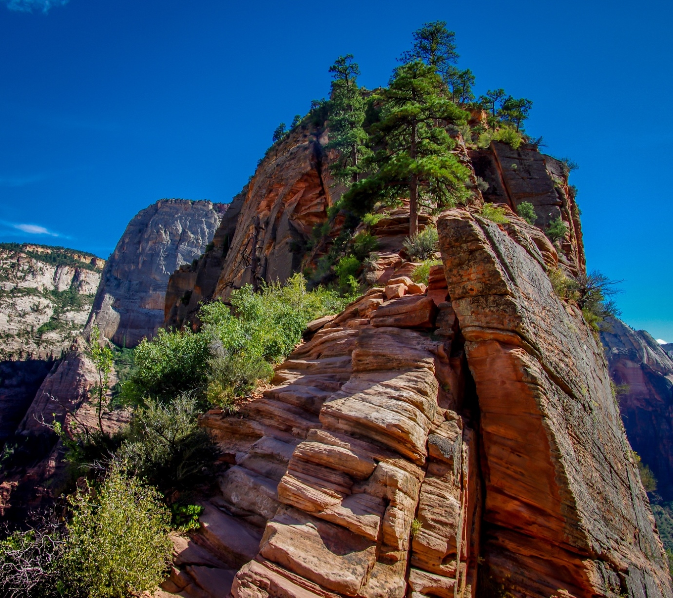 Steep And Chalenging Trail To Angels Landing In Zion National Park, UT