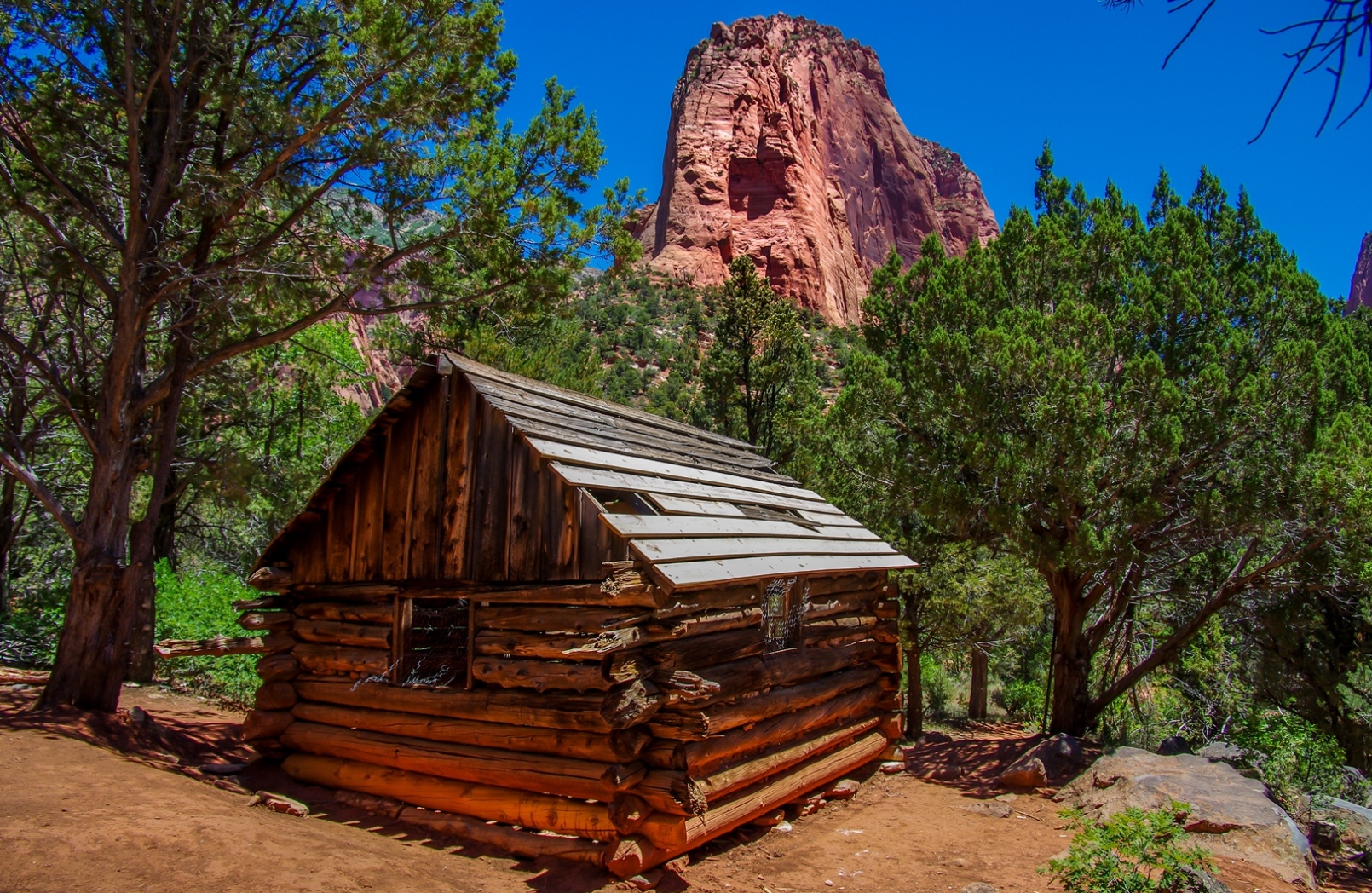 Wood Cabin Along Taylor Creek Trail In Kolob Canyon Section Of Zion National Park, UT