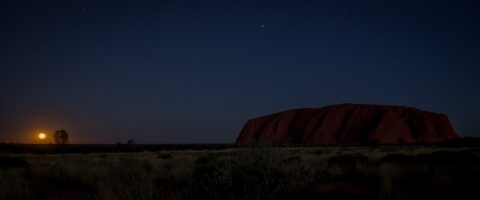 Bloody Moon Rise At Uluru, NT, Australia