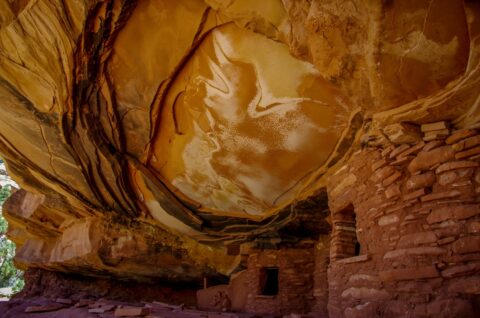 Close Look At Fallen Roof Ruins In Road Canyon, Cedar Mesa, UT