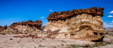 Hard Rock On Top Saved Soft Sediments From Erosion In Bisti Wilderness, NM
