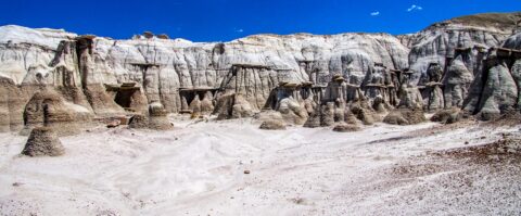 White Cliffs And Big Hoodoos In Bisti Wilderness, NM