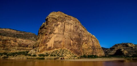 Morning Look At Steamboat Rock In Echo Park In Dinosaur National Monument, Canyon Section, CO