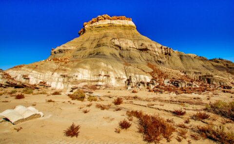 Stone Book And Hill With Red Rock Crown In Bisti Wilderness, NM