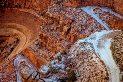 Frozen Shafer Trail, Canyonlands National Park, Moab, UT