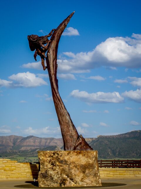 Statue In Front Of The  Visitor Center In Mesa Verde National Park, CO
