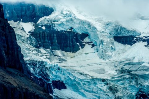 Close Look At Angel Glacier, Mount Edith Cavell in Jasper National Park, AB