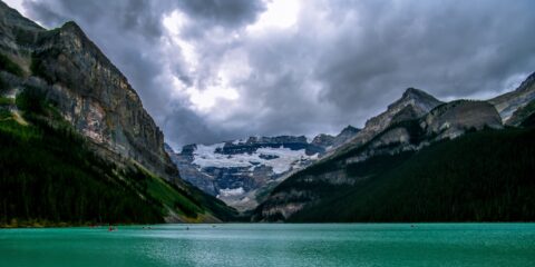 Rainy Day On Lake Louise In Banff National Park, AB
