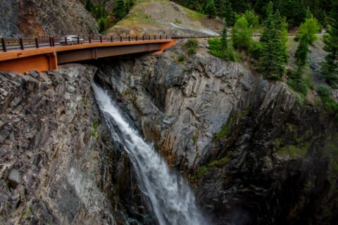 Waterfall under Million Dollar Highway near Ouray, CO