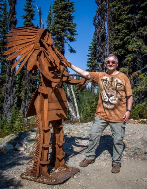 rrasha And Native American Iron Chief On Meadows In The Sky in Revelstoke National Park, BC