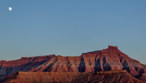 Full Moon Over Gooseberry Mesa Near, Zion National Park, UT