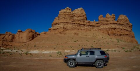 FJ At Back Side Of Kathline Rock Along Scenic Byway 24, East From Hanksville, UT