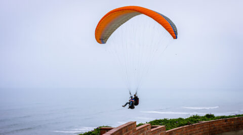 Gliding Along The Cliff In Miraflores, Lima, Peru