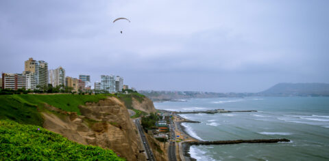 Cliffs High Above The  Pacific Ocean In Miraflores, Lima, Peru