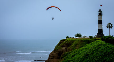 Paragliding Over The Cliff In Miraflores, Lima, Peru