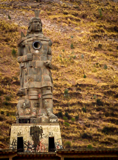 Old Statue Of  Pachacuteq In Cusco, Peru