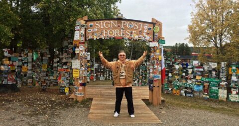 rrasha At The Entrance To Sign Post Forest, Watson Lake, YT