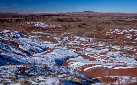 Painted Desert And Snow In Petrified Forest National Park, AZ