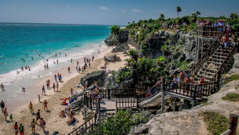 Beach In Tulum Archaeological Site, Quintana Roo, Mexico