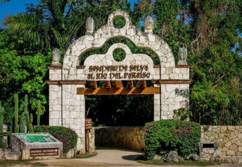 Entrance to River District In Xcaret, Quintana Roo, Mexico