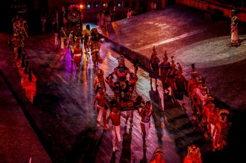 Mayan King Ceremony – Pre-Hispanic Mayan Culture Show In Xcaret, Quintana Roo, Mexico