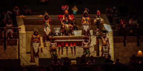 Mayan King – Pre-Hispanic Mayan Culture Show In Xcaret, Quintana Roo, Mexico