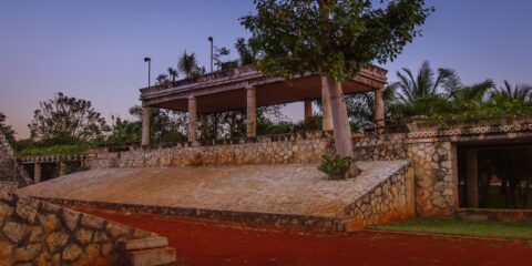 Mayan Stadium at Sunset in Xcaret, Quintana Roo, Mexico