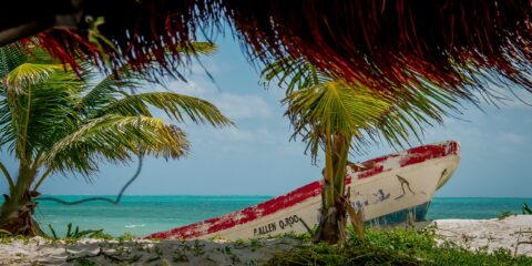 Abandoned Boat In Sian Ka’an Biosphere Reserve, Quintana Roo, Mexico