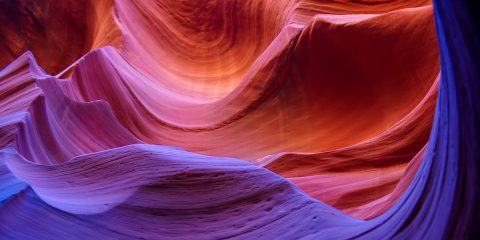 Red Rock And Violet Shadow In Lower Antelope Canyon, AZ