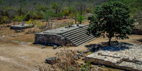 Central Court On Dzibilchaltun Archaeological Site In Yucatan, Mexico