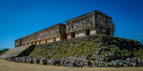 House of the Governor In Uxmal Archaeological Site In Yucatan, Mexico