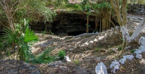 Nicely Preserved Entrance Into Ritual Cenote in Yucatan, Mexico