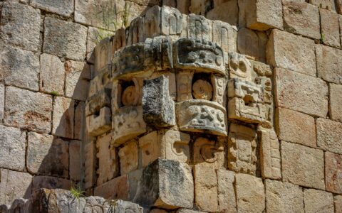 Ornaments On The Wall In Uxmal Archaeological Site In Yucatan, Mexico