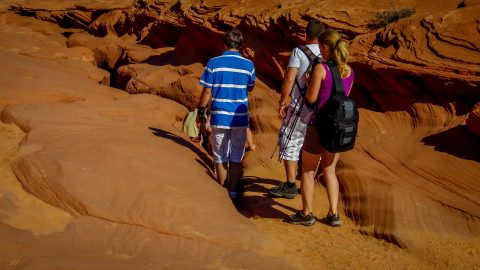 Photographers Approach Entrance To Lower Antelope Canyon, AZ