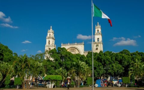 Plaza Grande and Cathedral In Merida, Yucatan, Mexico
