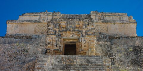 Top Of The Pyramid Of The Magician, Uxmal Archaeological Site In Yucatan, Mexico