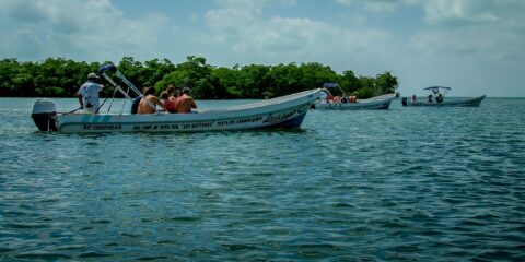 Tourist Boats In Sian Ka’an Biosphere Reserve, Quintana Roo, Mexico