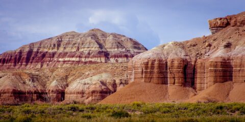 Bentonite Hills And Sediment Layers Along Scenic Byway 24, UT