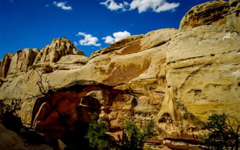 On The Sunny Side Of Hickman Natural Bridge In Capitol Reef National Park, UT