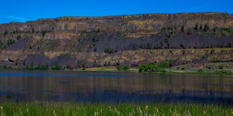 Beautiful Cliff On Columbia River Downstream Of Grand Coulee Dam, WA