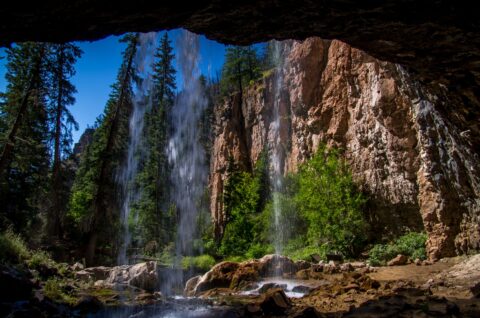 Behind Spouting Rock Waterfalls At The Top Of Hanging Lake, Glenwood Springs, CO