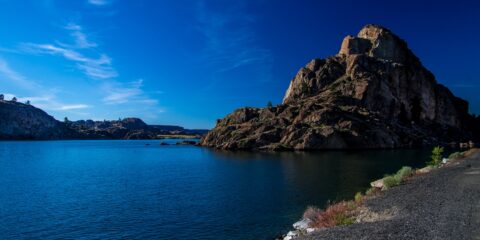 Big Rock Island On Columbia River Downstream Of Grand Coulee Dam, WA
