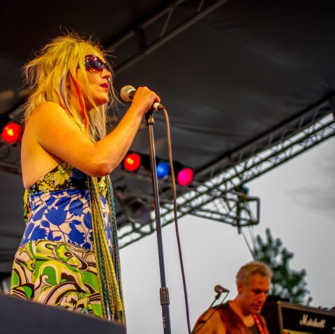 Cathy Richardson And Jeff Pevar As Members Of Jefferson Starship On Blues Farm Stage During Heroes Of Woodstock Tour In Winthrop, WA