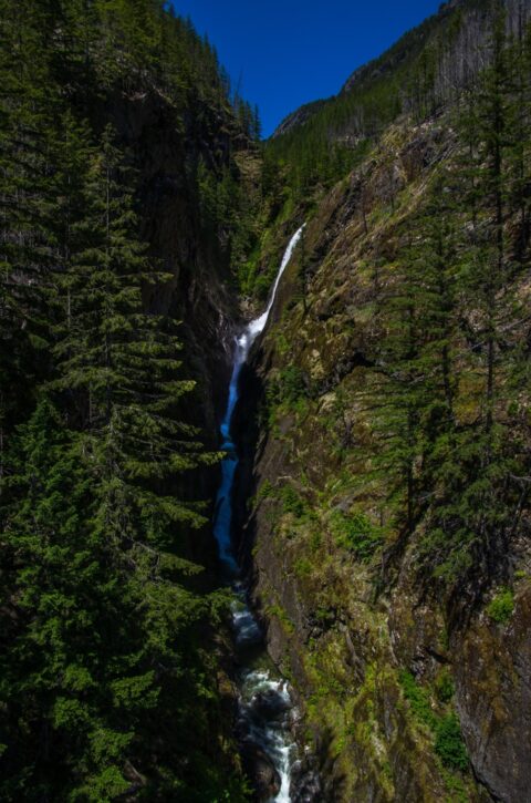 Close-up Look At North Gorge Creek Falls from The Bridge In North Cascades National Park, WA