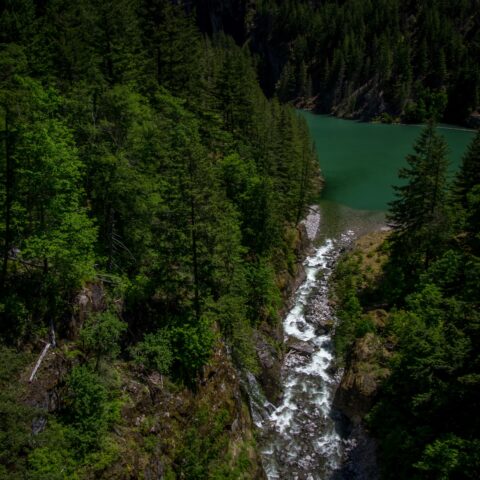 Close-up Look At South Gorge Creek Falls from The Bridge In North Cascades National Park, WA