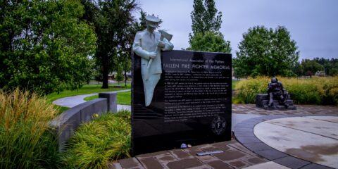 Entrance To Fallen Firefighter Memorial Park Where Nikola Tesla Laboratory Was Destroyed In Colorado Springs, CO