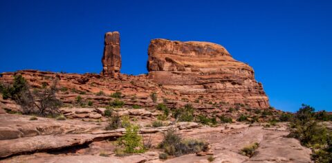 Hiking Around Steam Locomotive Rock On Trail To Jeep Arch, Moab, UT