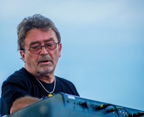 Chuck Churchill Plays Keyboards On Blues Farm Stage During Heroes Of Woodstock Tour In Winthrop, WA